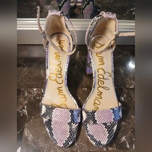 Sam Edelman Purple and Pink Snake Print Heels